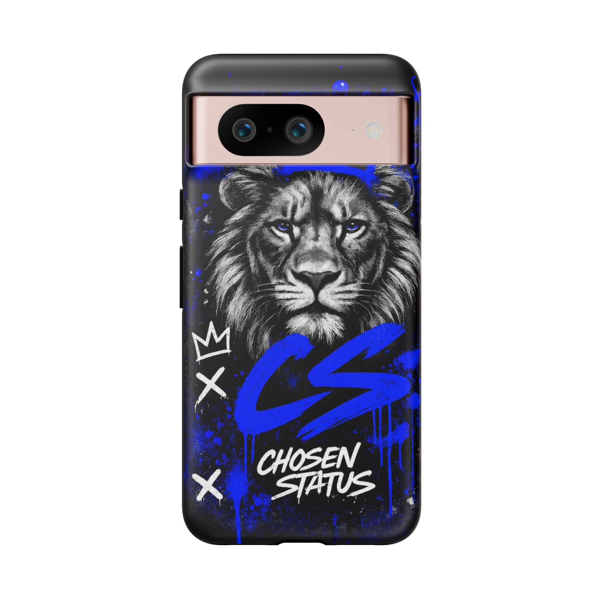 Lion “Chosen Status” Phone Case — Blue Graffiti Protective Cover