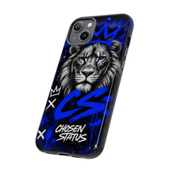 Lion “Chosen Status” Phone Case — Blue Graffiti Protective Cover