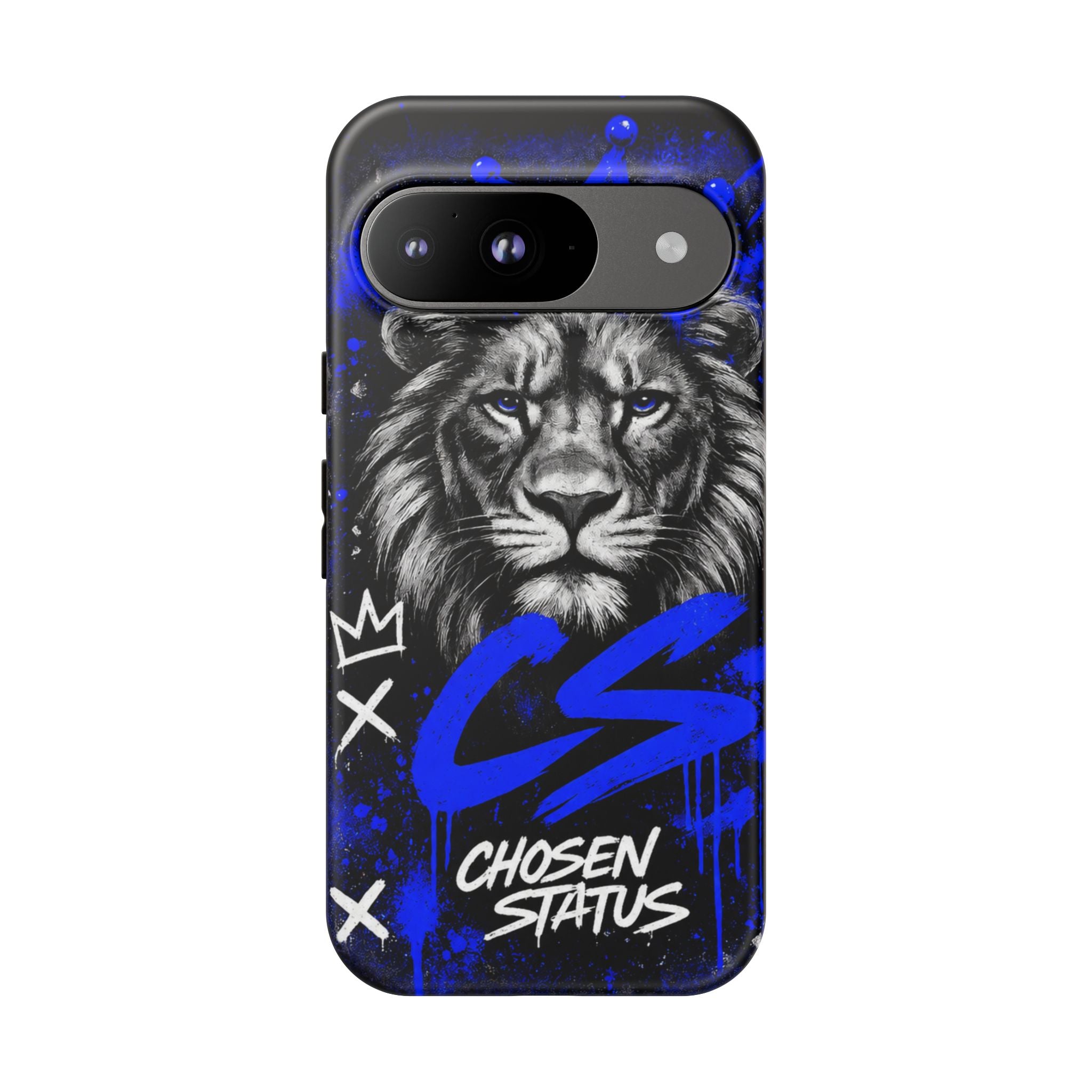 Lion “Chosen Status” Phone Case — Blue Graffiti Protective Cover