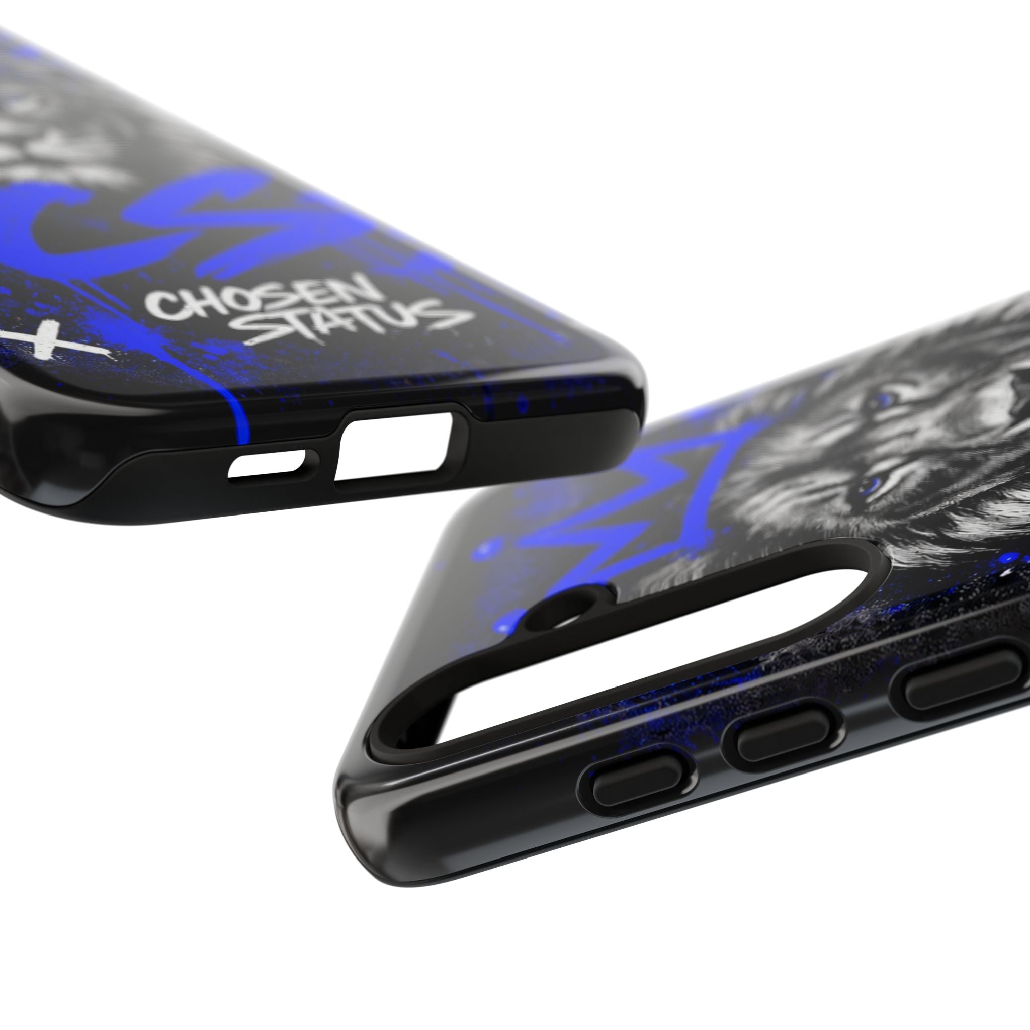 Lion “Chosen Status” Phone Case — Blue Graffiti Protective Cover