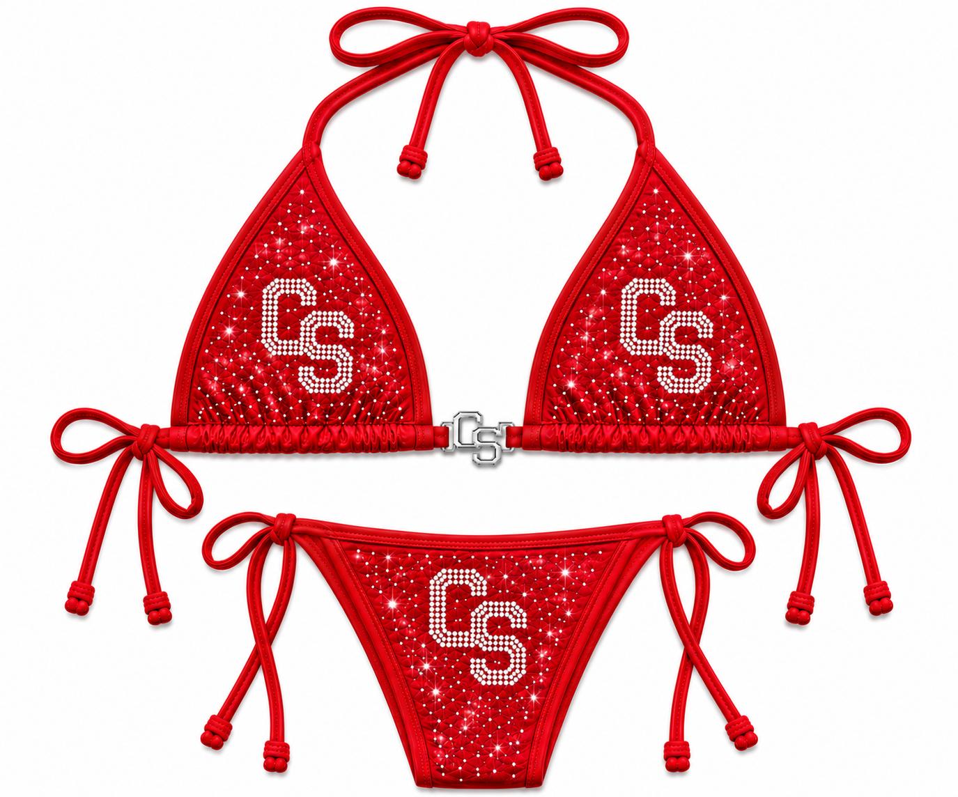 Chosen Status Rhinestone Bikini-Red