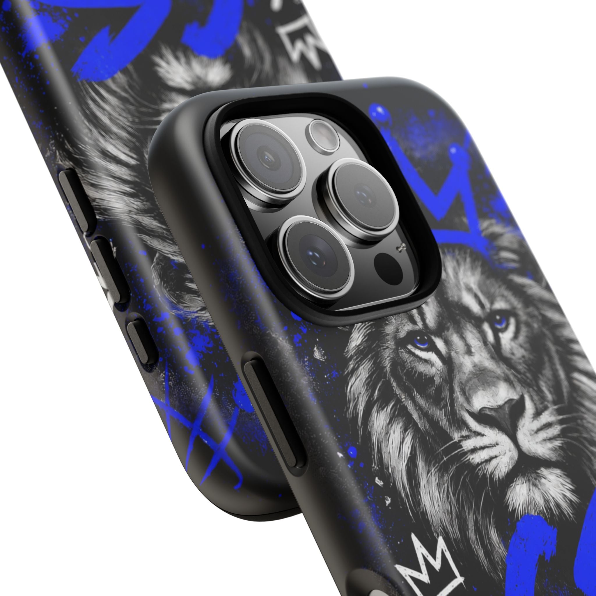 Lion “Chosen Status” Phone Case — Blue Graffiti Protective Cover