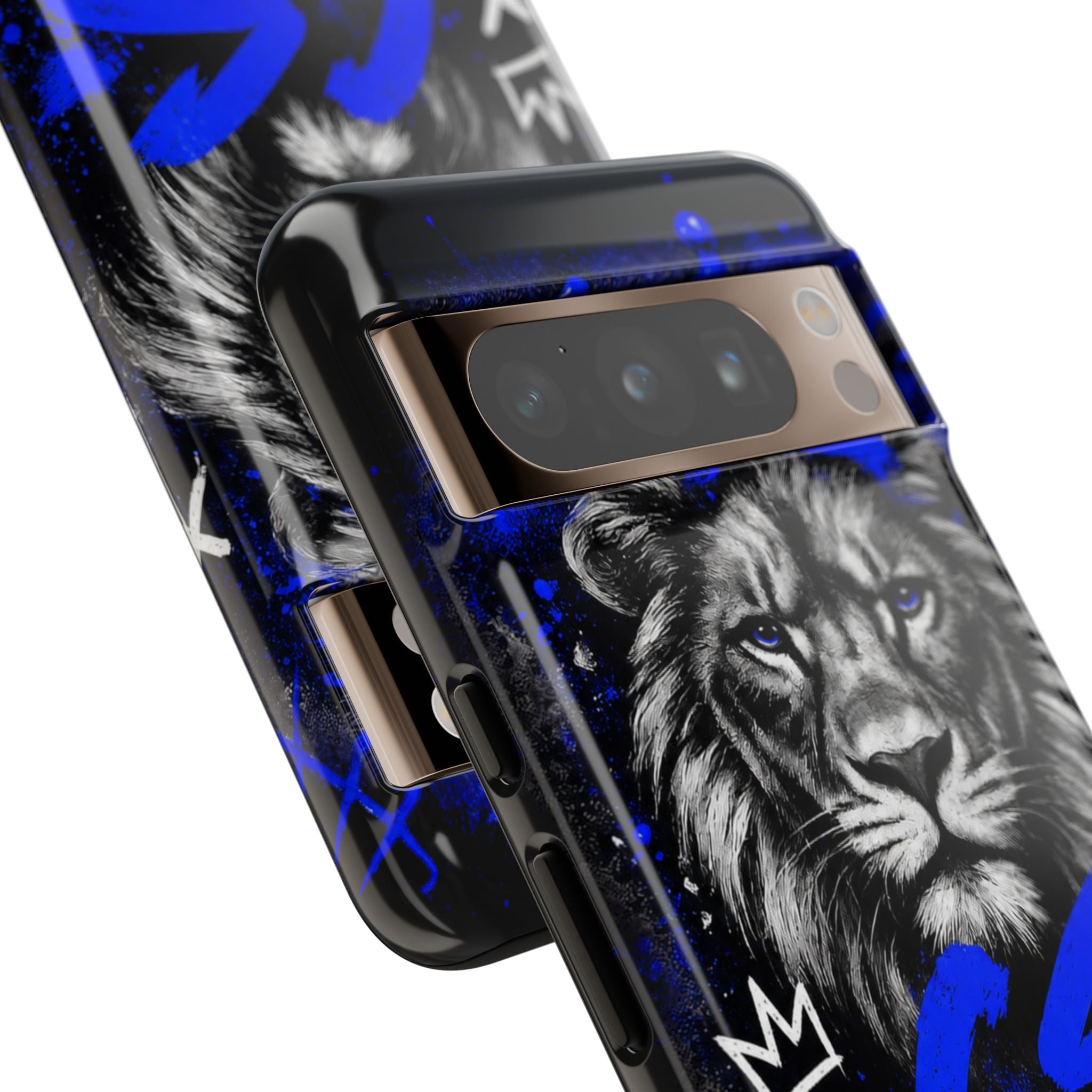 Lion “Chosen Status” Phone Case — Blue Graffiti Protective Cover