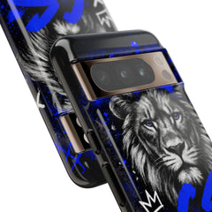 Lion “Chosen Status” Phone Case — Blue Graffiti Protective Cover