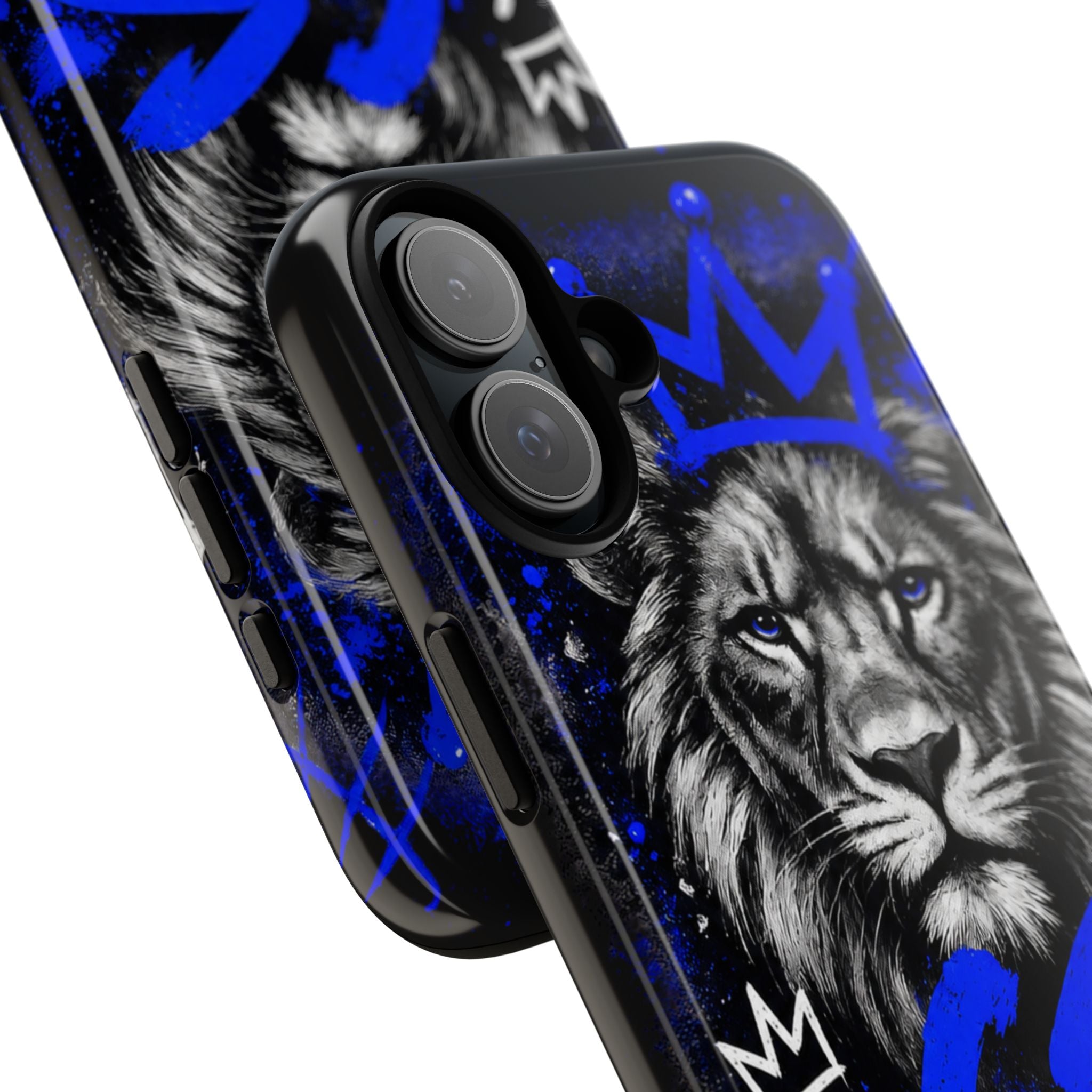 Lion “Chosen Status” Phone Case — Blue Graffiti Protective Cover