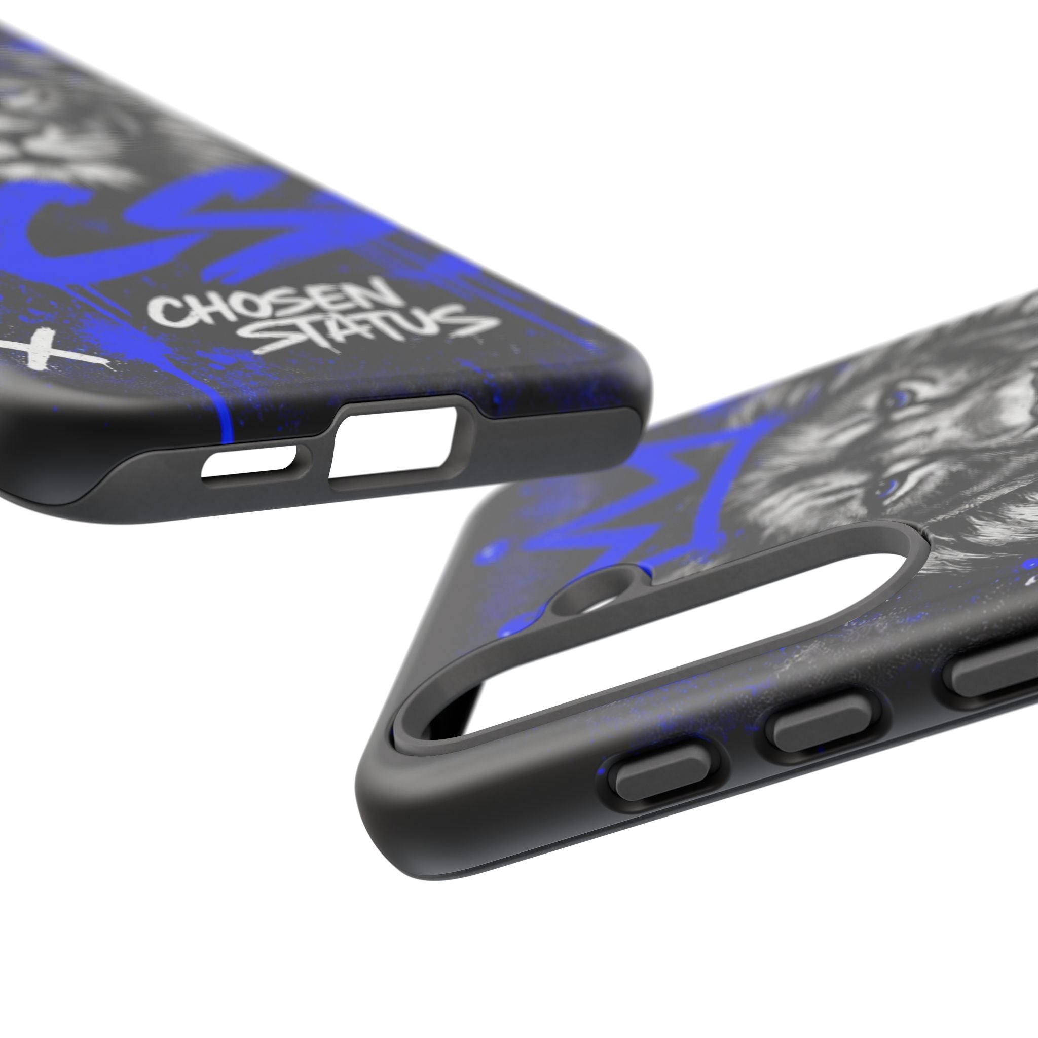 Lion “Chosen Status” Phone Case — Blue Graffiti Protective Cover