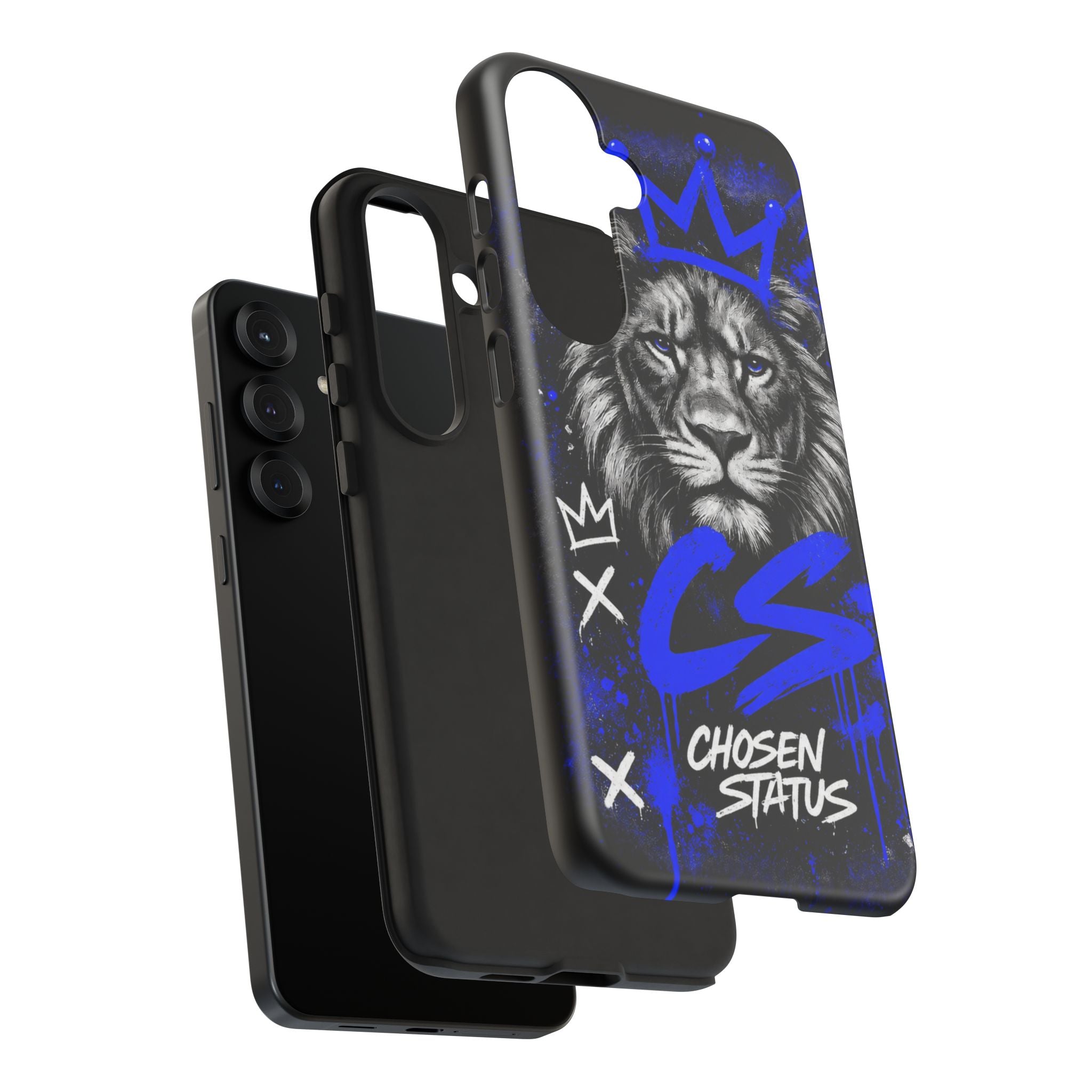 Lion “Chosen Status” Phone Case — Blue Graffiti Protective Cover