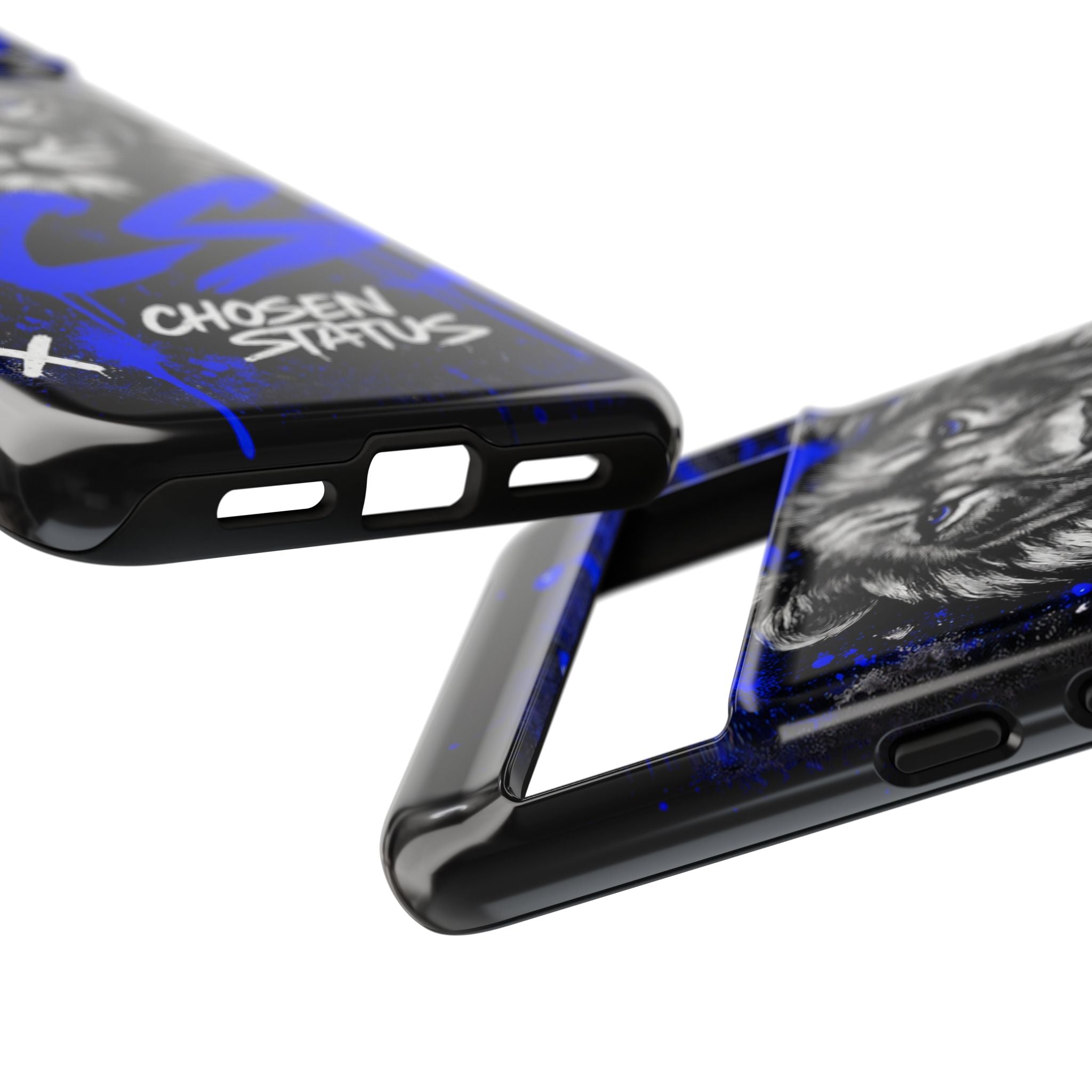 Lion “Chosen Status” Phone Case — Blue Graffiti Protective Cover
