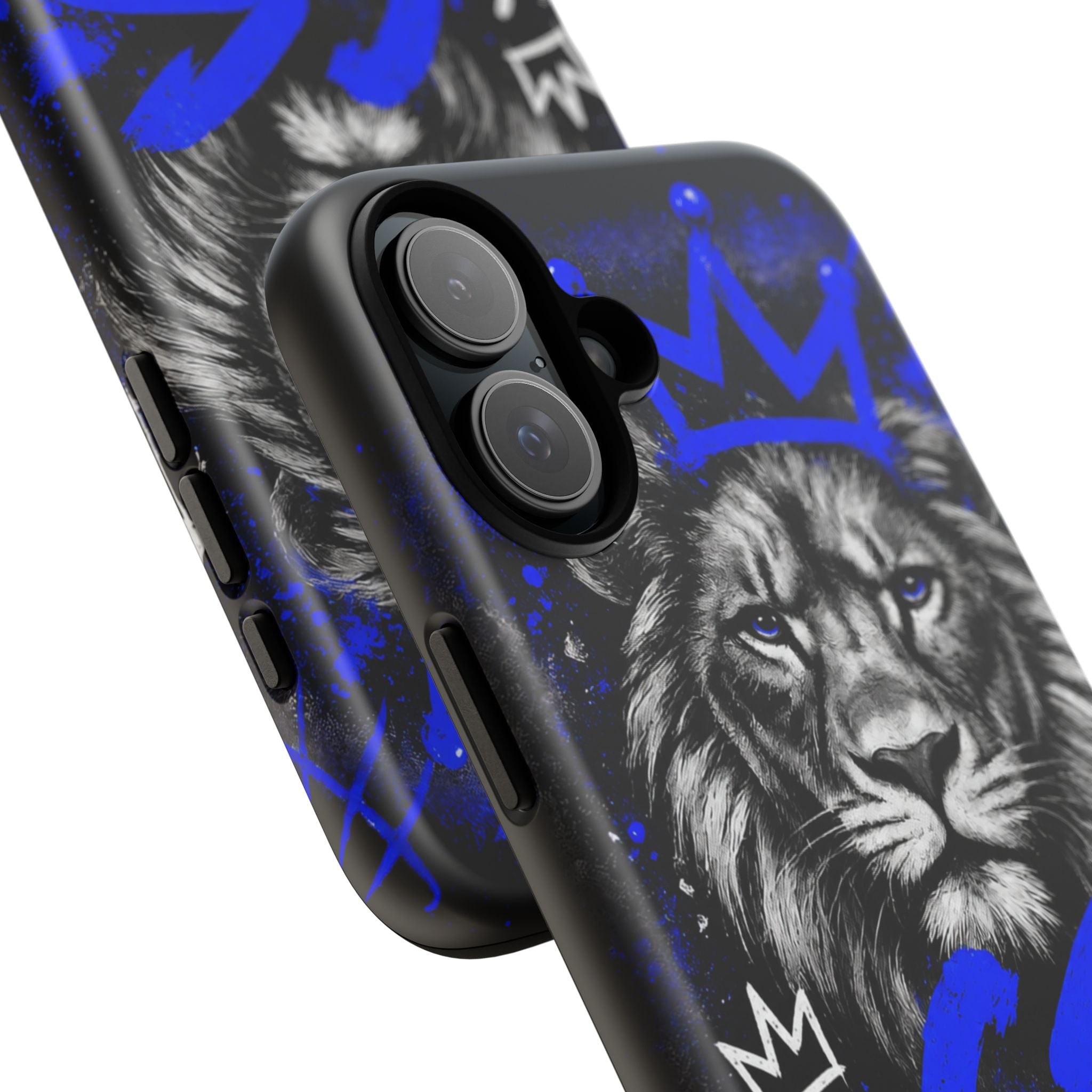 Lion “Chosen Status” Phone Case — Blue Graffiti Protective Cover