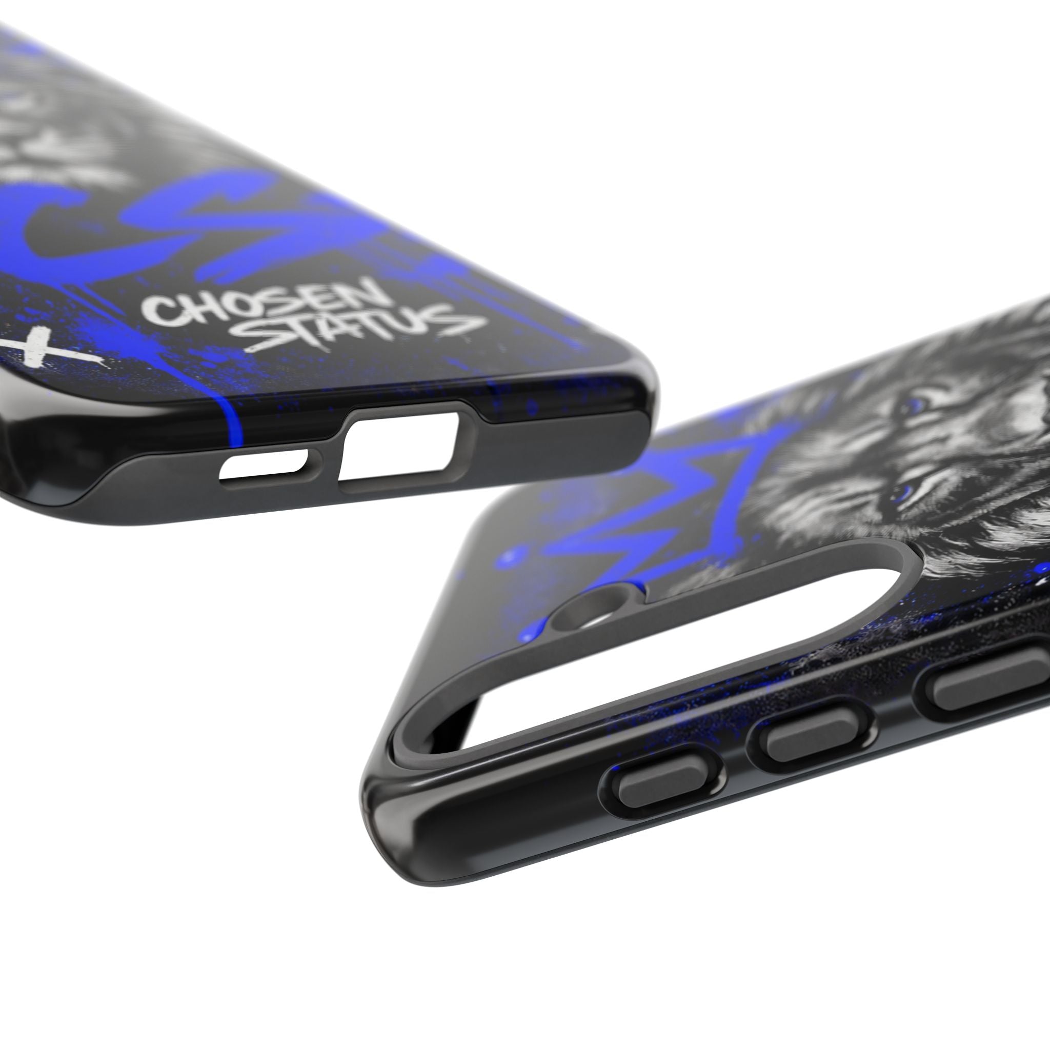 Lion “Chosen Status” Phone Case — Blue Graffiti Protective Cover