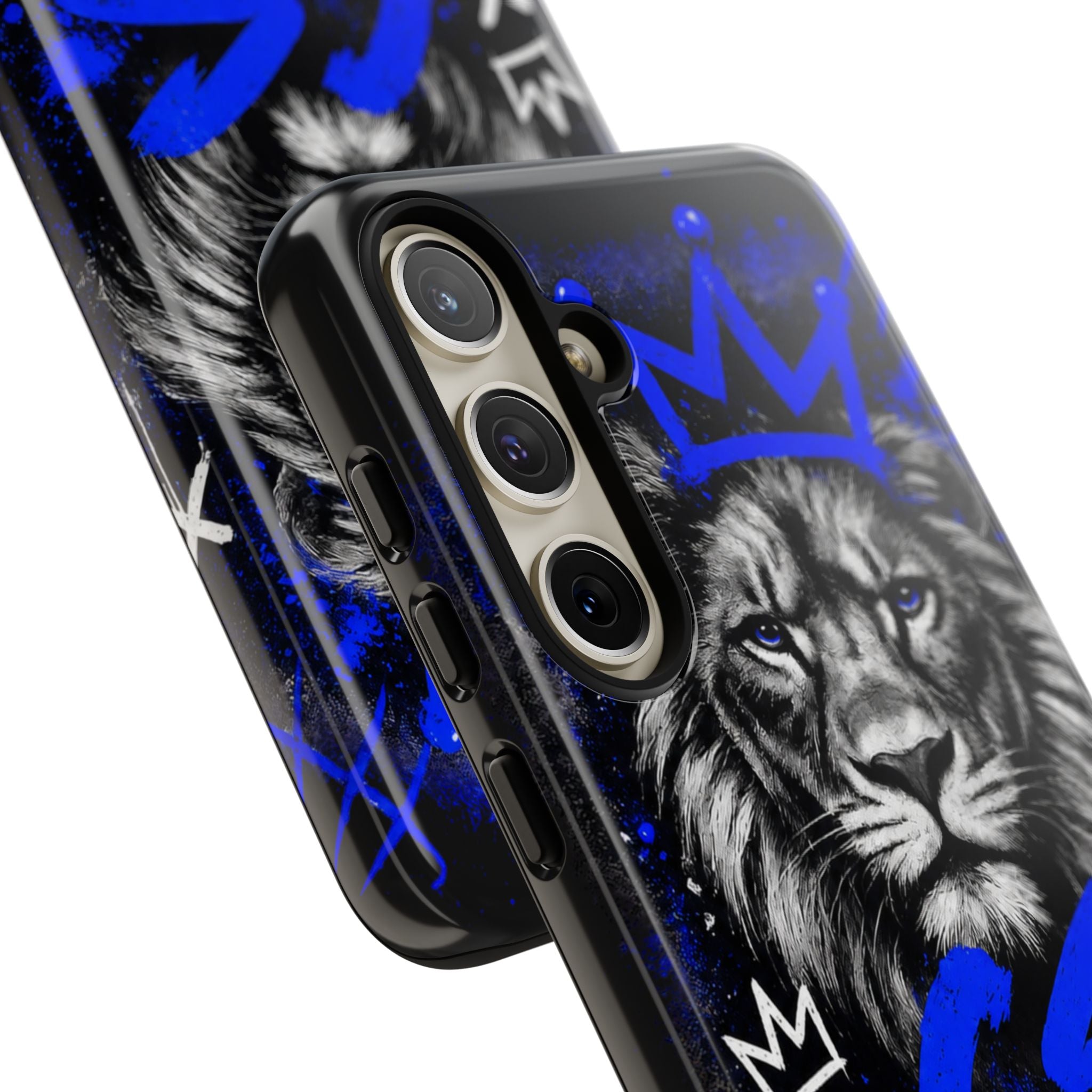 Lion “Chosen Status” Phone Case — Blue Graffiti Protective Cover