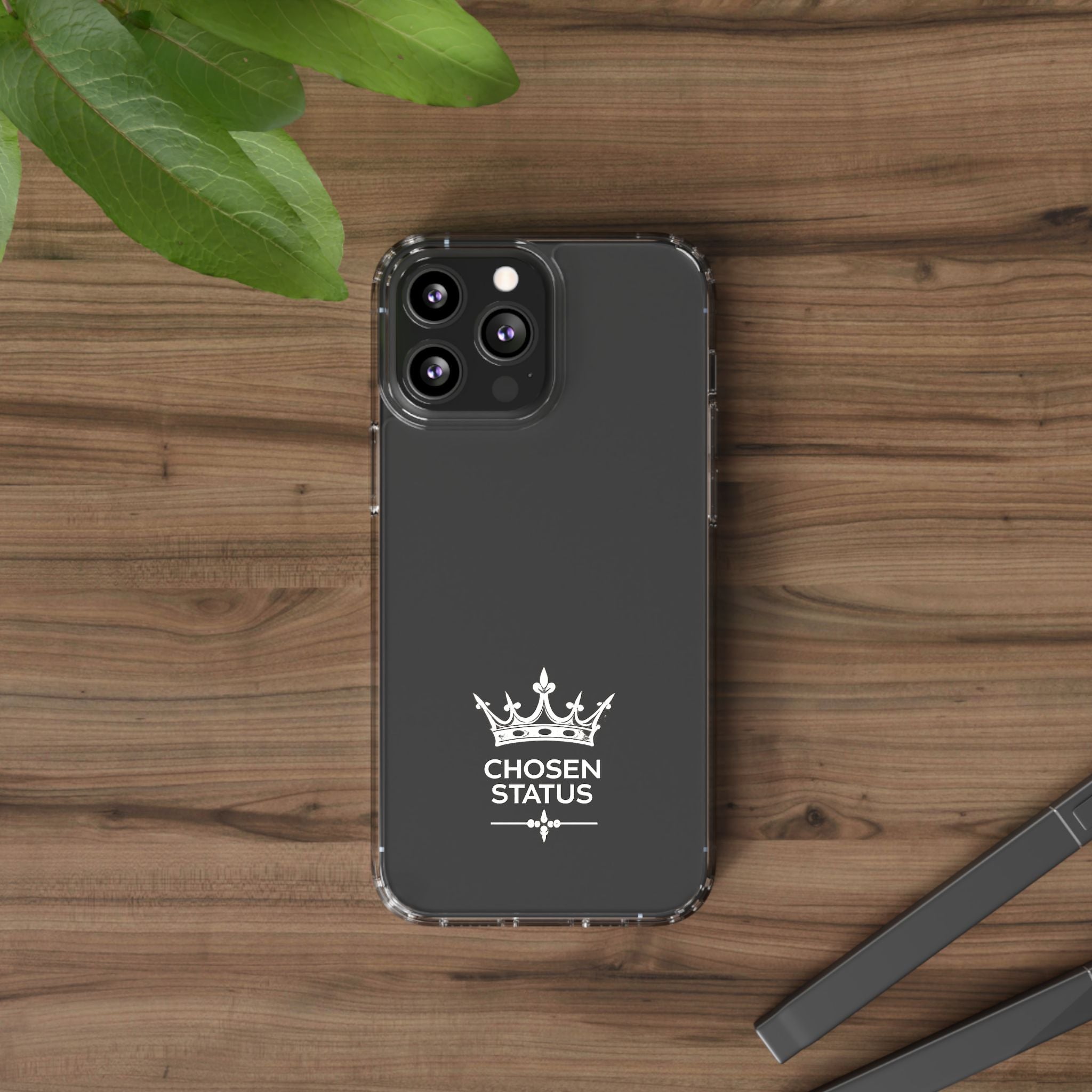 Clear Phone Case — "Chosen Status" Crown Clear Protective iPhone Case