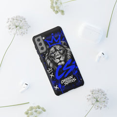 Lion “Chosen Status” Phone Case — Blue Graffiti Protective Cover
