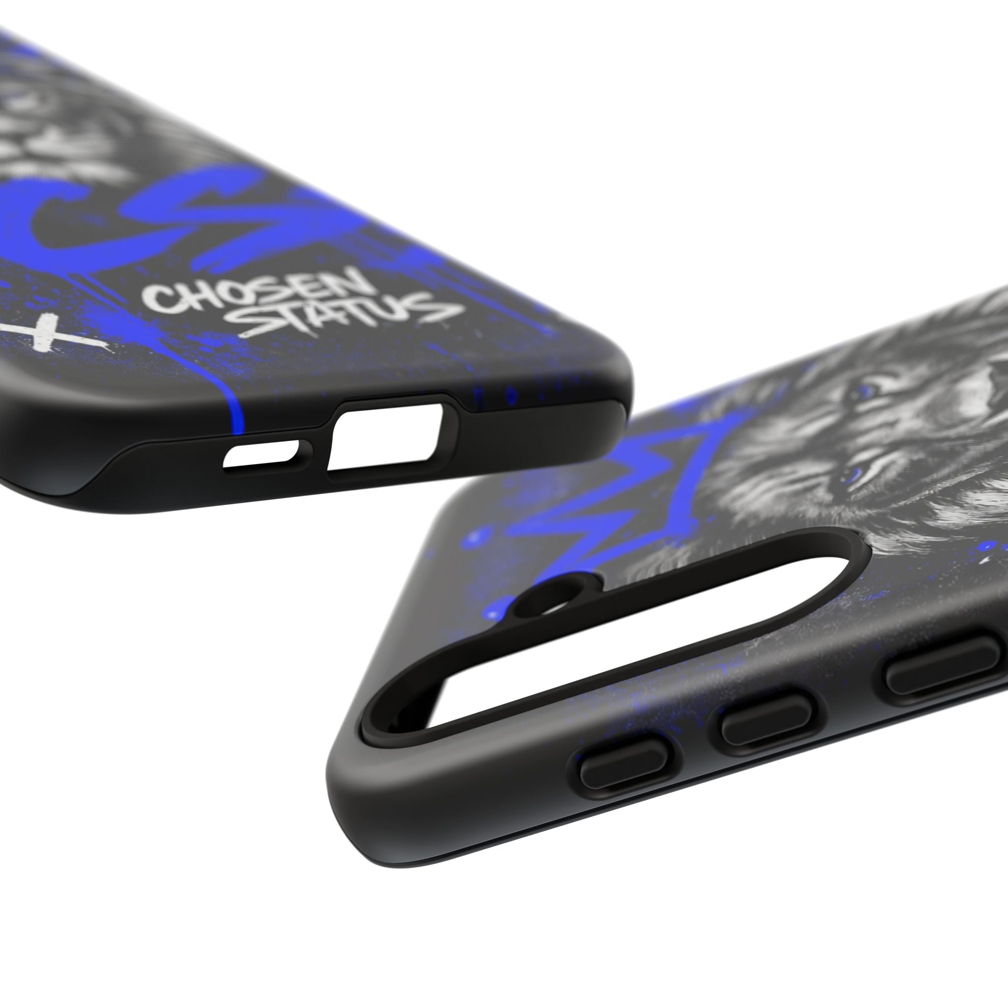 Lion “Chosen Status” Phone Case — Blue Graffiti Protective Cover