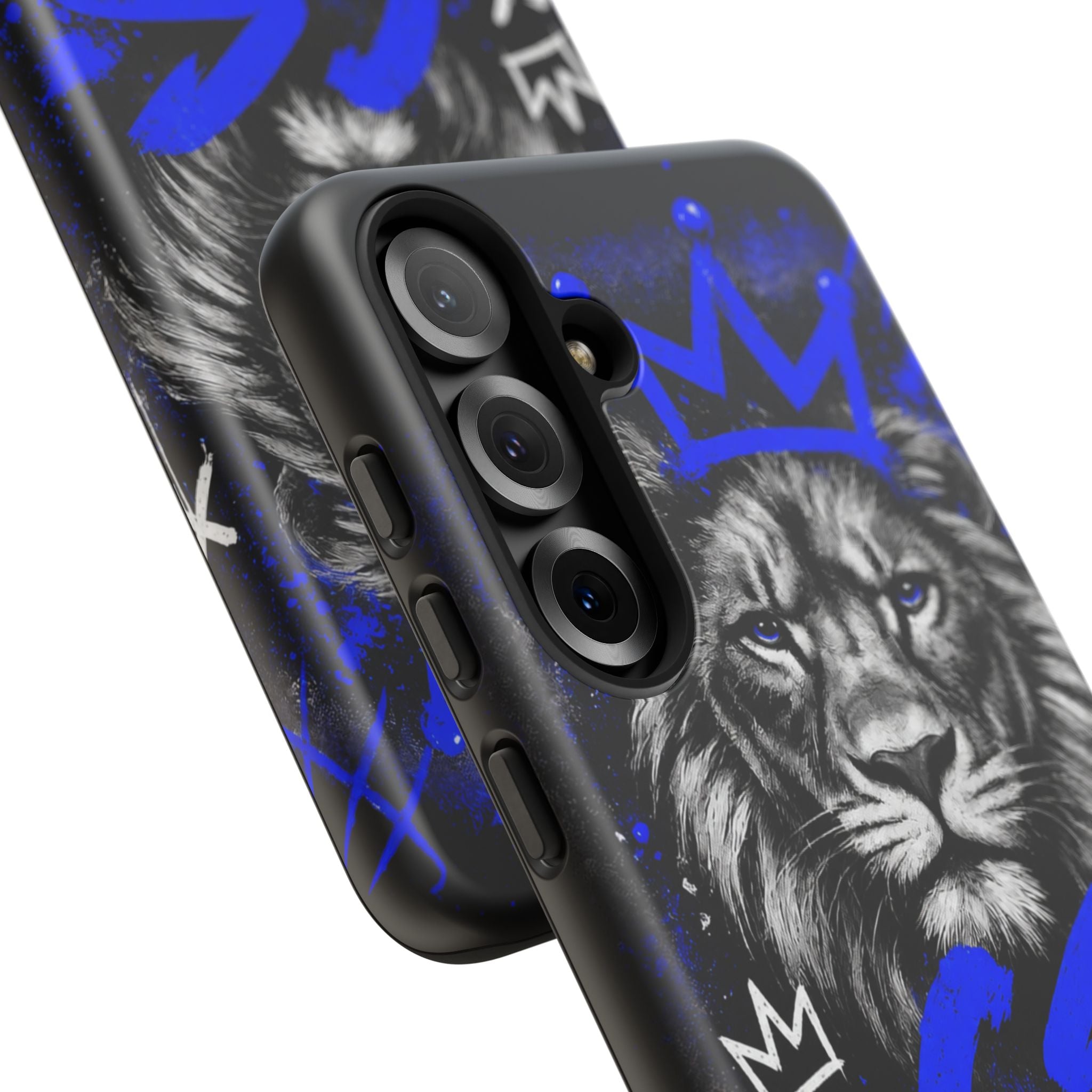 Lion “Chosen Status” Phone Case — Blue Graffiti Protective Cover