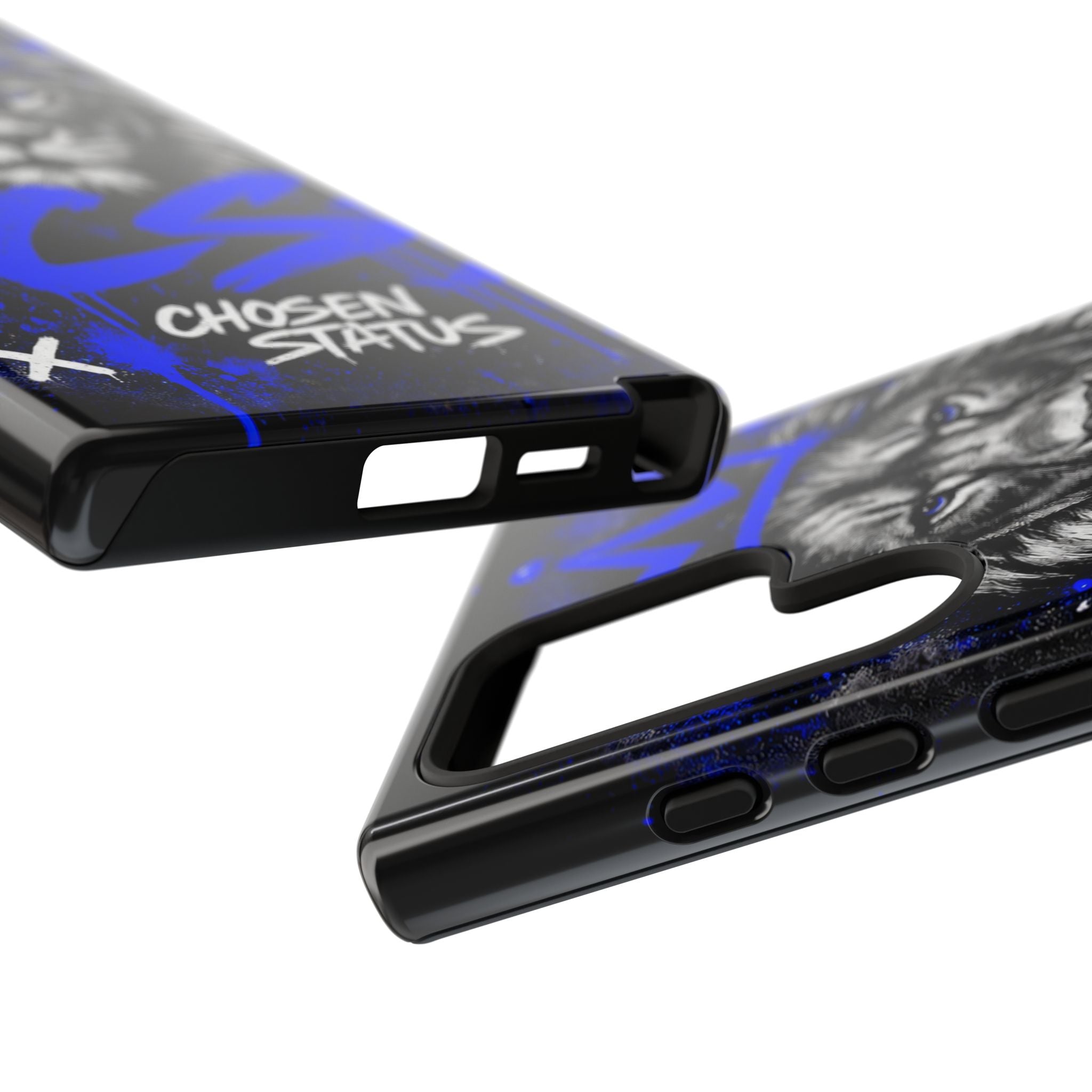 Lion “Chosen Status” Phone Case — Blue Graffiti Protective Cover