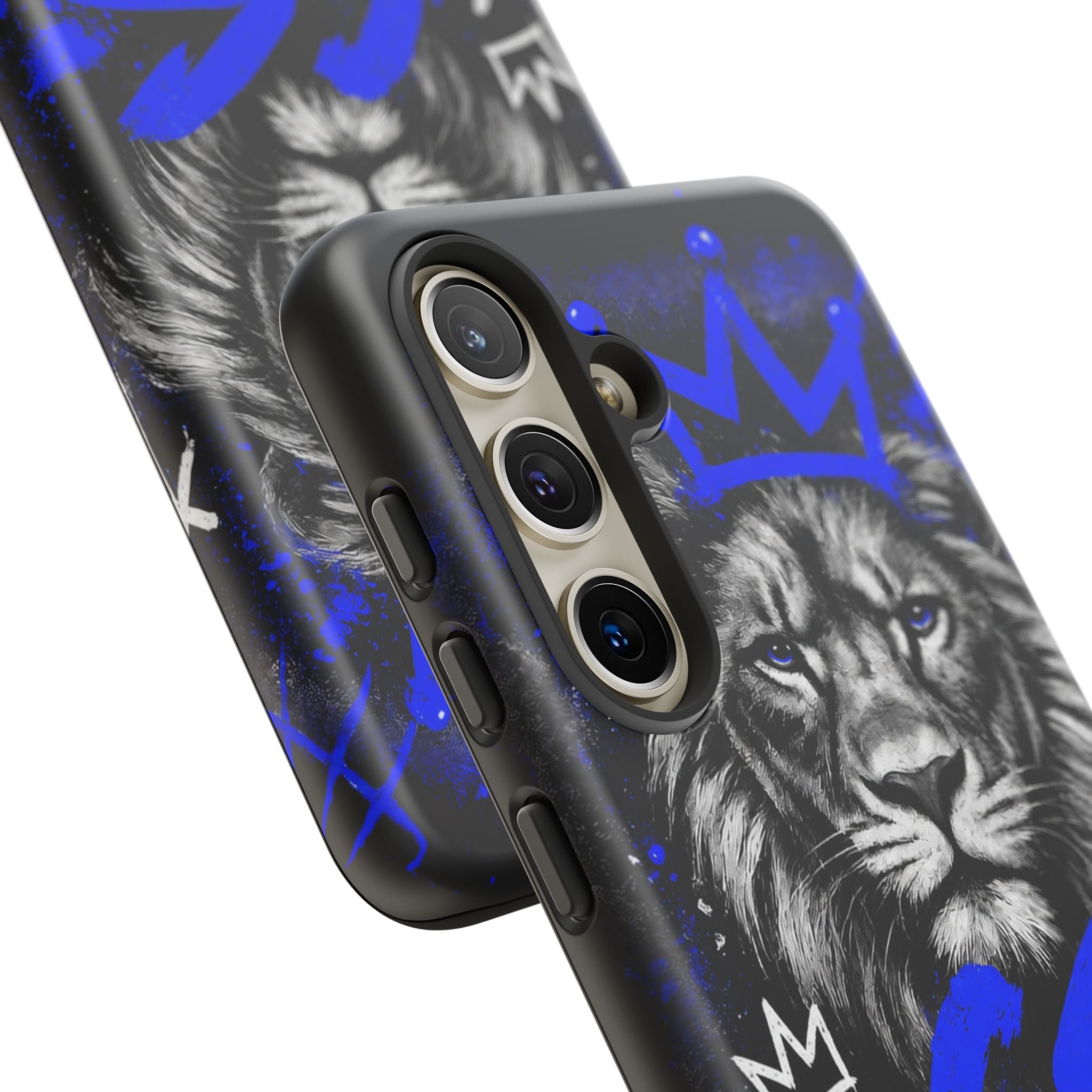 Lion “Chosen Status” Phone Case — Blue Graffiti Protective Cover