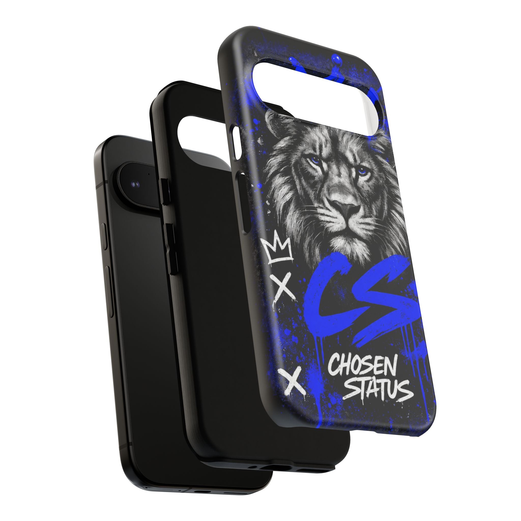 Lion “Chosen Status” Phone Case — Blue Graffiti Protective Cover