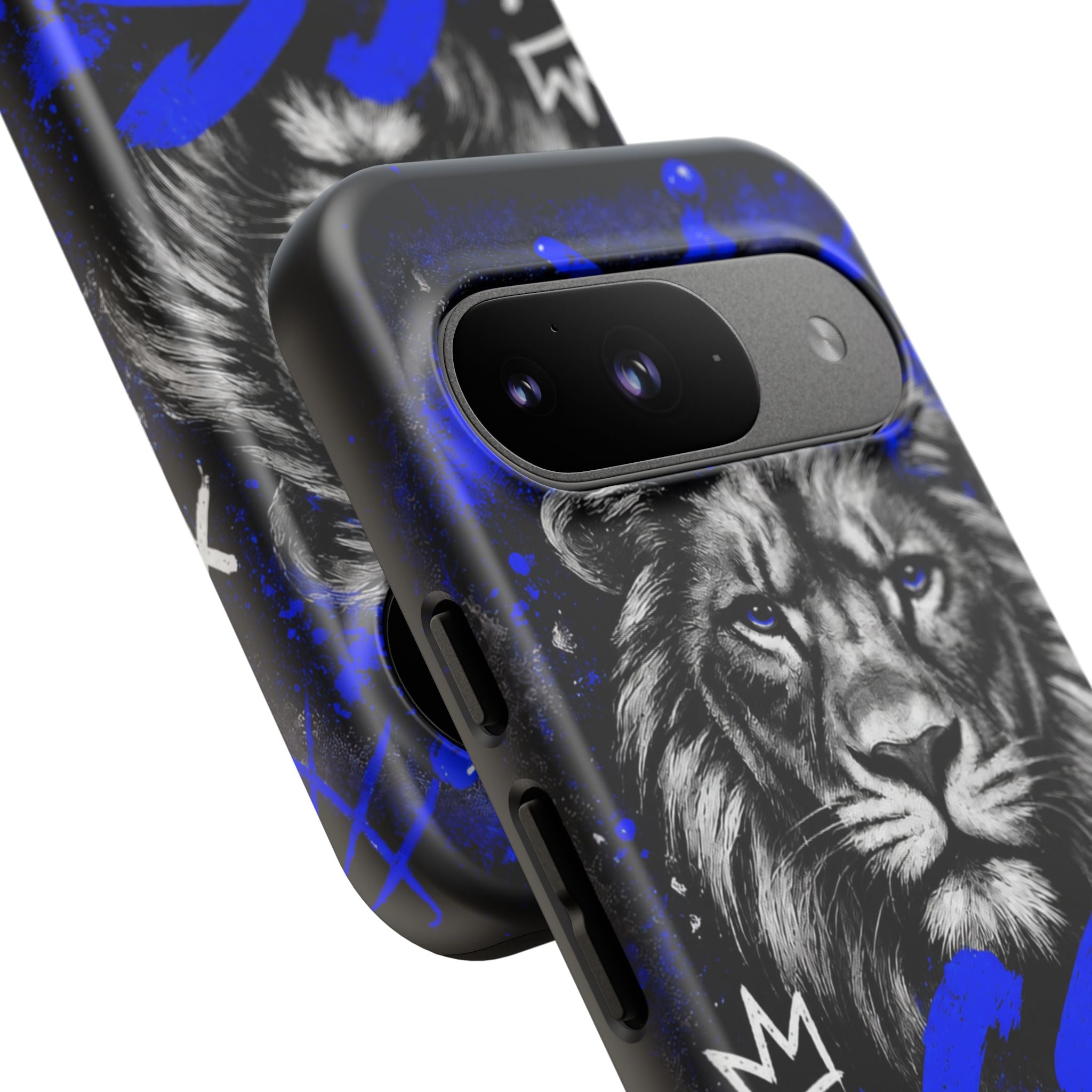 Lion “Chosen Status” Phone Case — Blue Graffiti Protective Cover