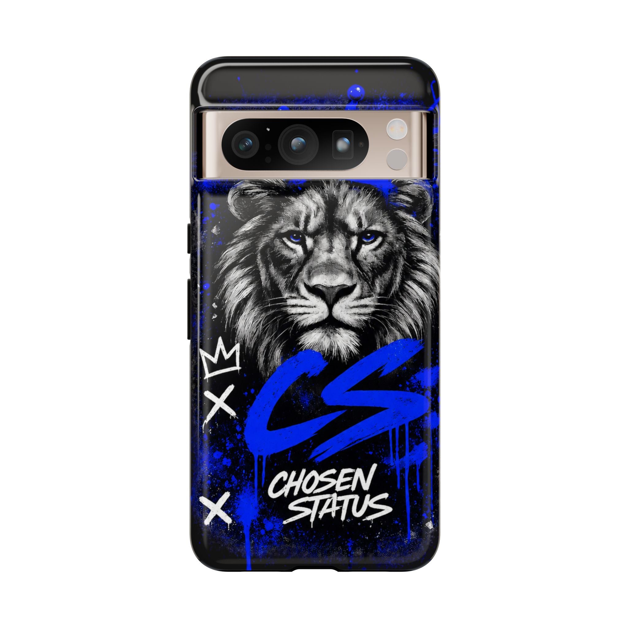 Lion “Chosen Status” Phone Case — Blue Graffiti Protective Cover