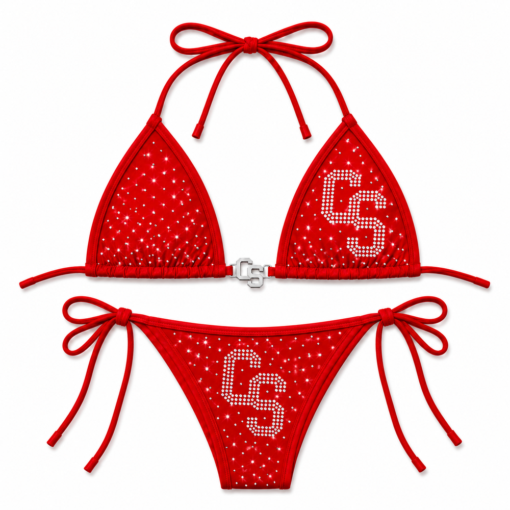 Chosen Status Rhinestone Bikini-Red