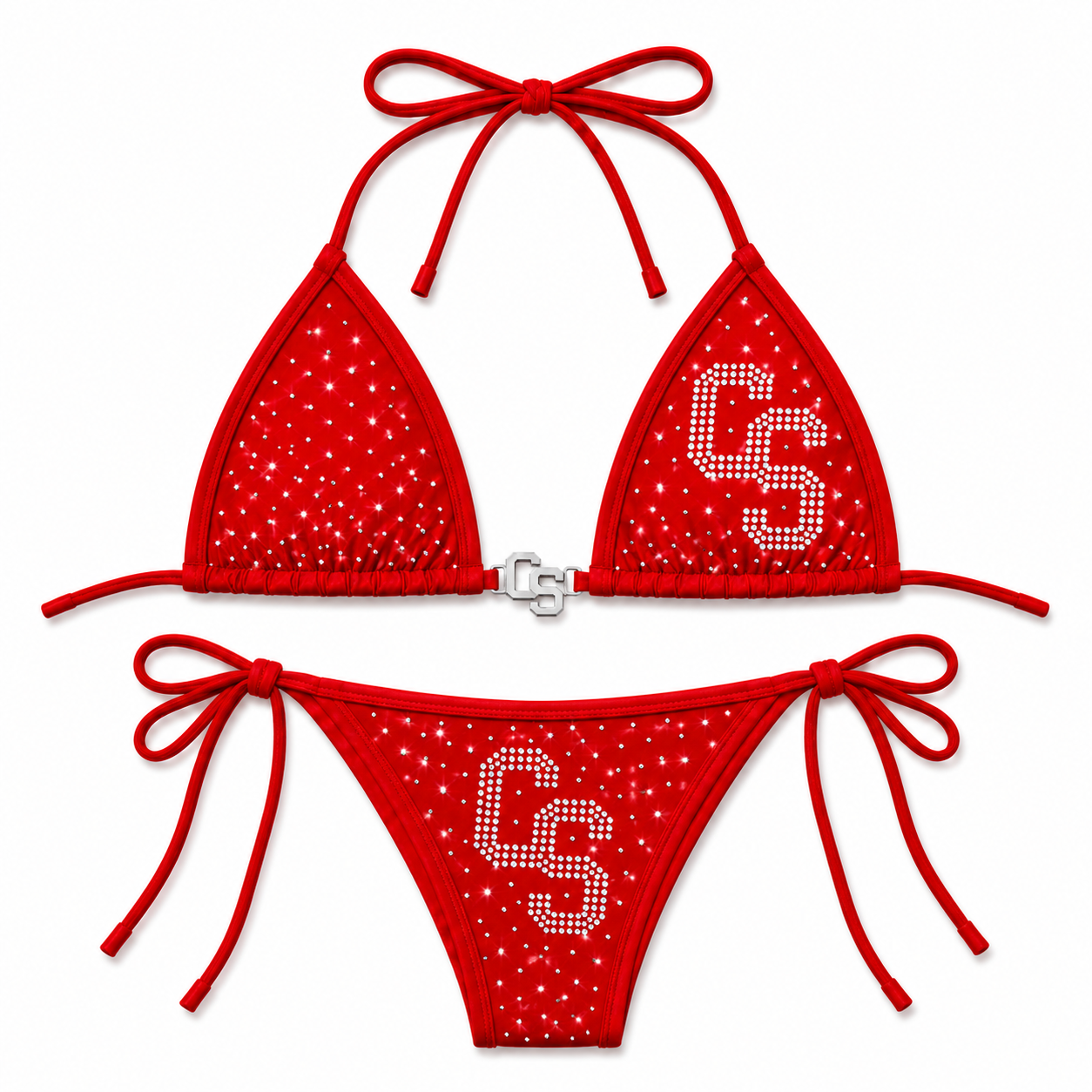 Chosen Status Rhinestone Bikini-Red