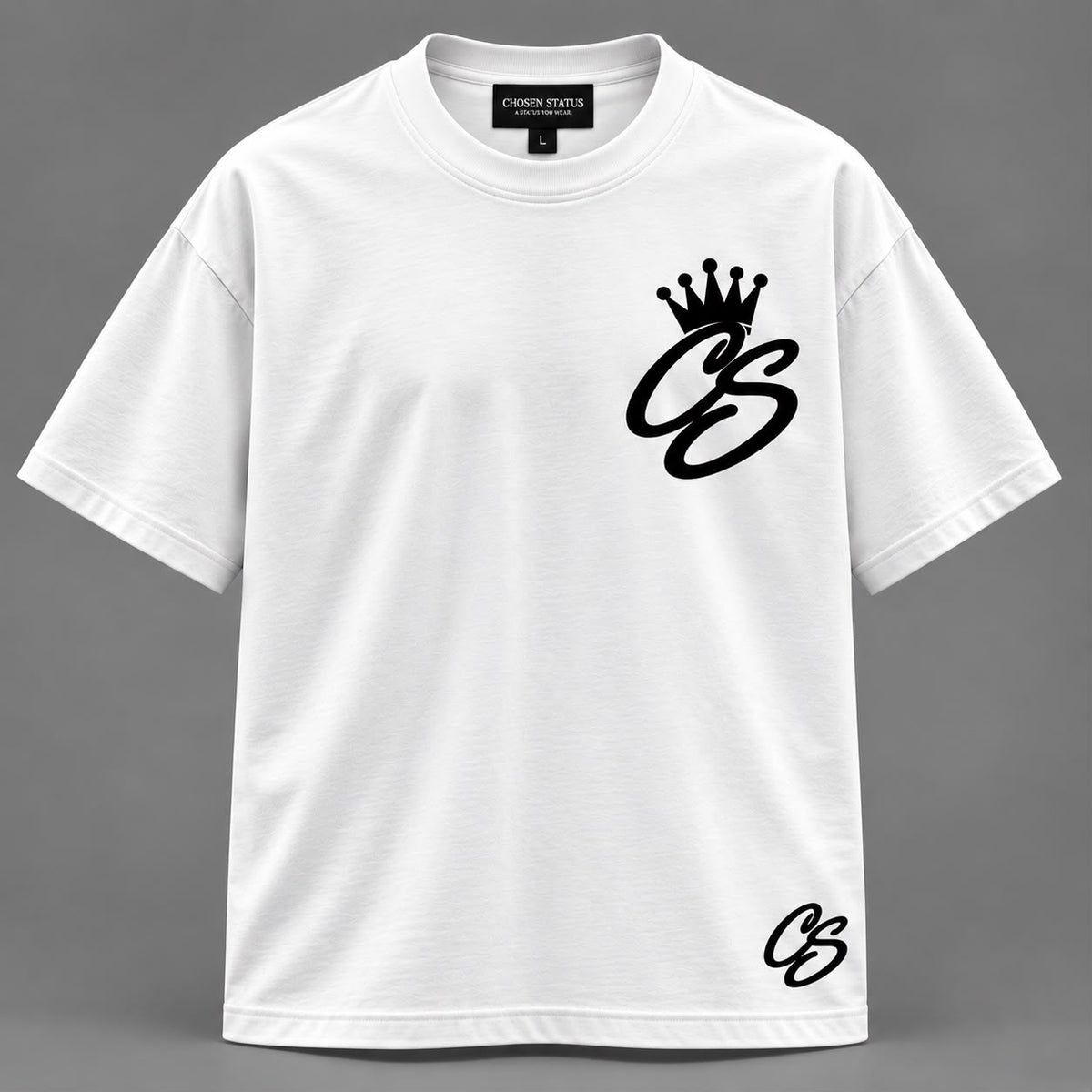 Chosen Status Signature Tee — White / Black