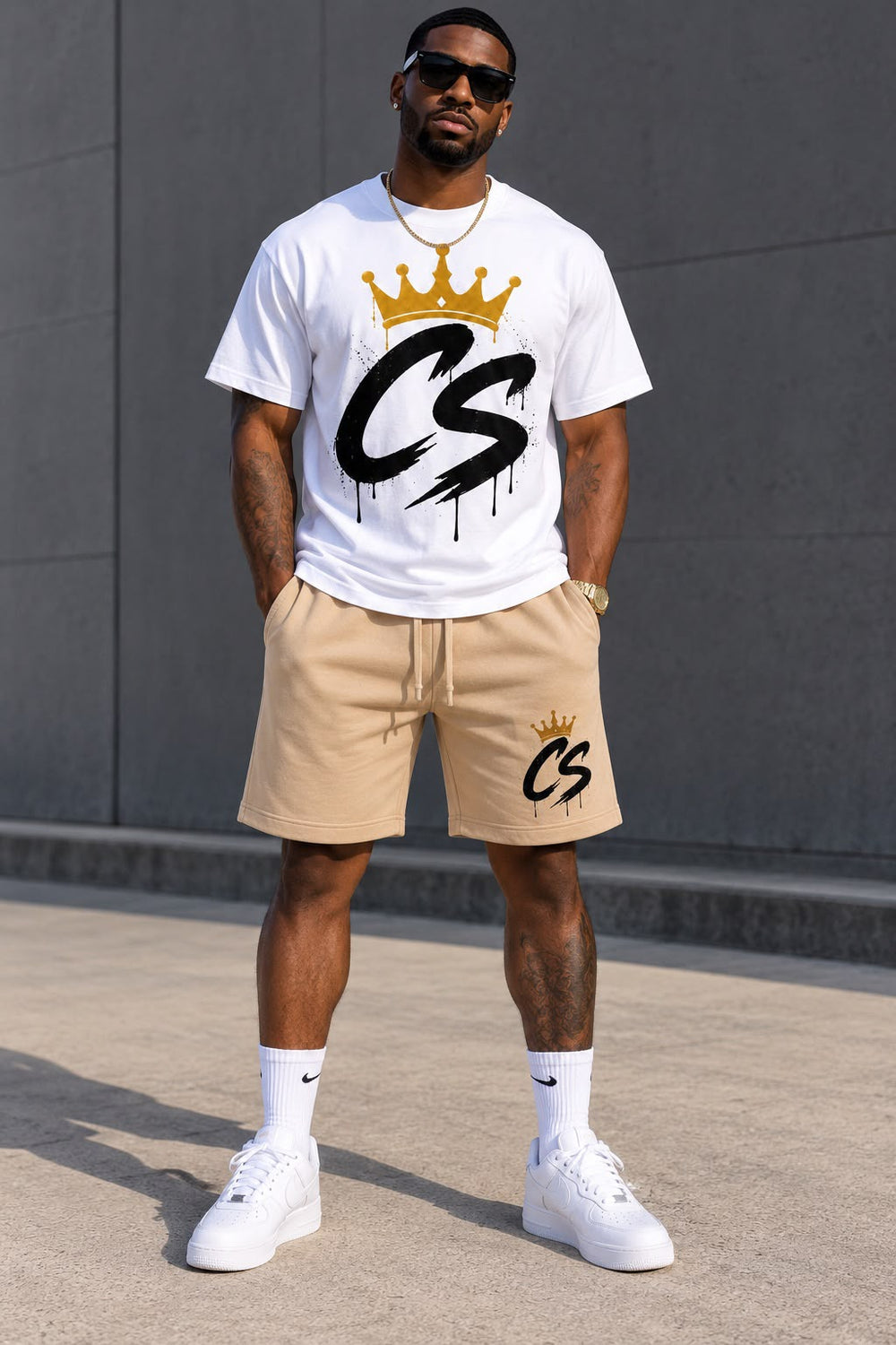 White / Tan Premium Cotton Set