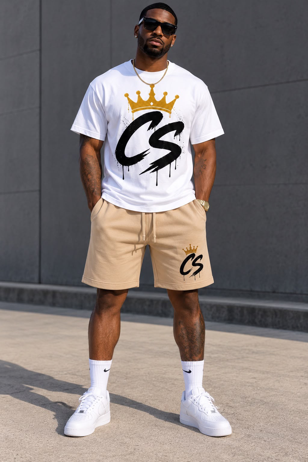 White / Tan Premium Cotton Set