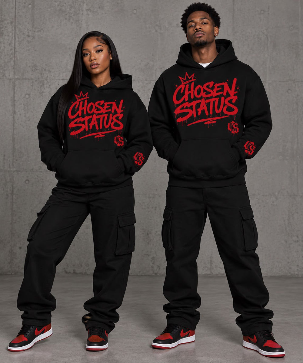 BLACK / RED HEAVYWEIGHT HOODIE