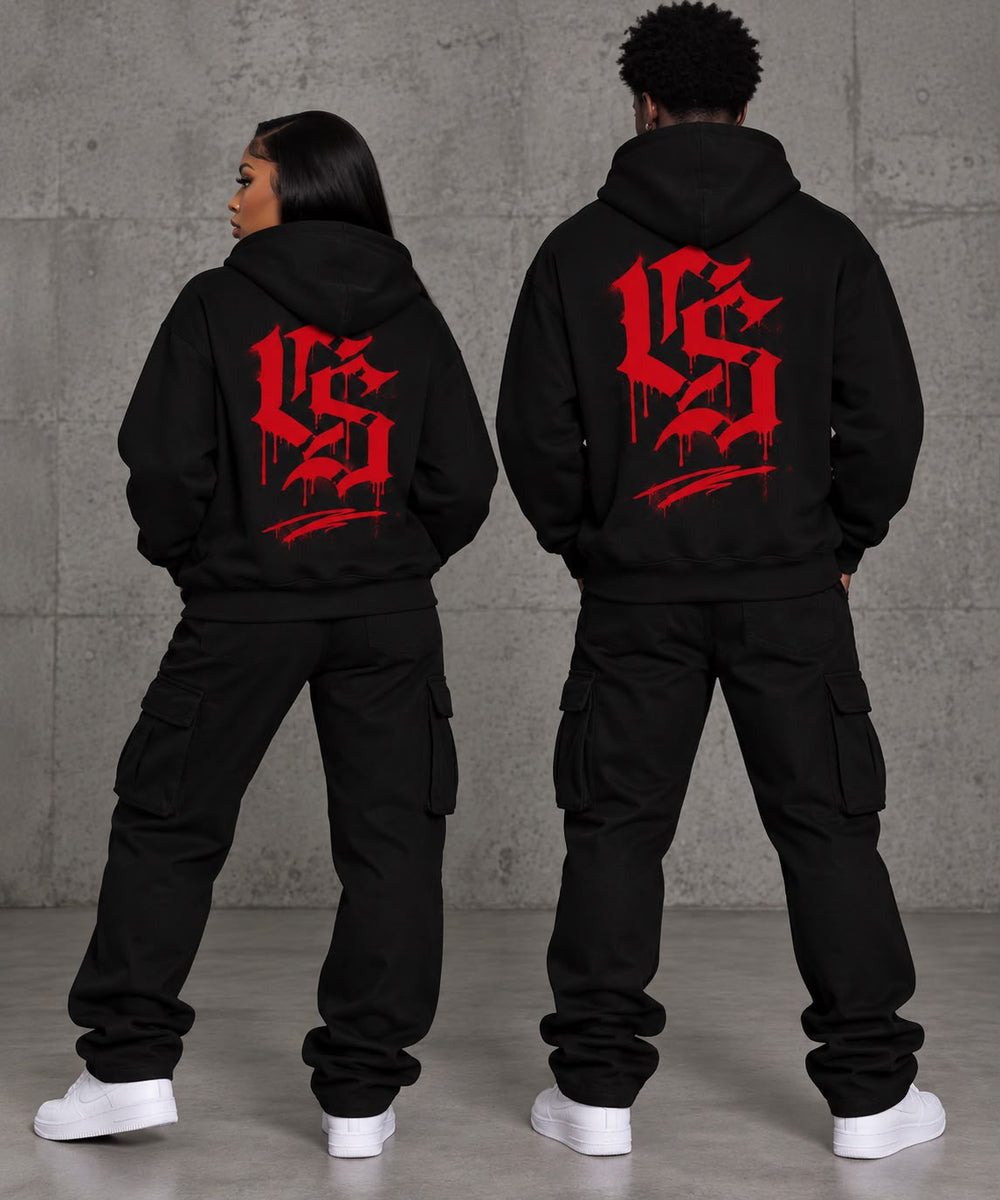 BLACK / RED HEAVYWEIGHT HOODIE