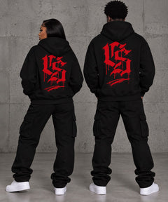 BLACK / RED HEAVYWEIGHT HOODIE