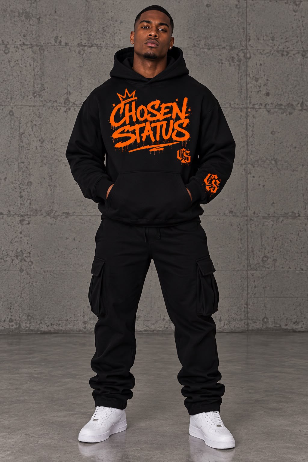 BLACK / ORANGE HEAVYWEIGHT HOODIE