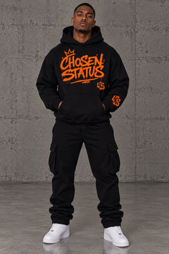 BLACK / ORANGE HEAVYWEIGHT HOODIE
