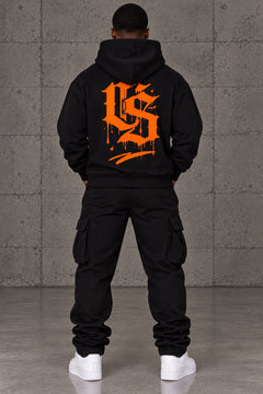 BLACK / ORANGE HEAVYWEIGHT HOODIE